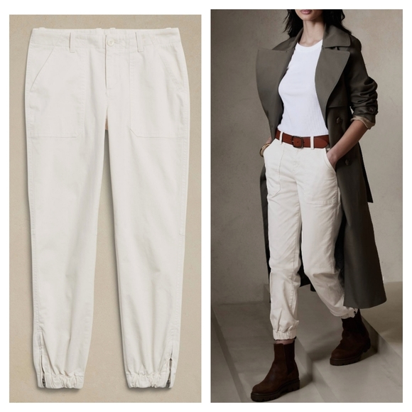 Banana Republic Corduroy Utility Pan White Ecru Off-White 12 Petite (10 Petite) - Picture 1 of 8